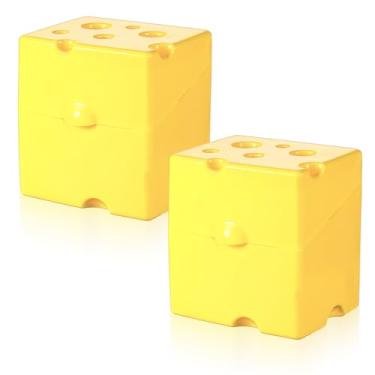 Imagem de MAQUITA Recipiente Para Queijo Fatiado Geladeira, 2 Caixas De Armazenamento Com Tampa Articulada, Suporte Plástico Guardar Queijos