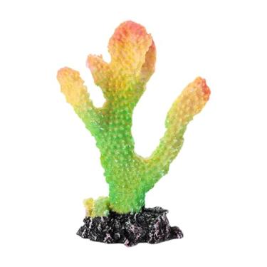 Imagem de Ioensy Estátua de recife de coral de resina, decoração de paisagismo, cenário portátil, artesanato, aquário de coral realista para enfeites de casa, Verde