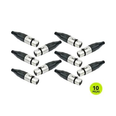 Imagem de Kit 10 Conectores Cannon Femea 3 Polos Santo Angelo Xlr Sa2x