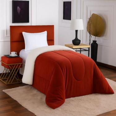 Imagem de Coberdrom Edredom Pele De Carneiro Solteiro Sherpa Dupla Face Terracot