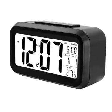Imagem de Relógio Digital de Mesa com Display LED, Alarme, Temperatura e Data, Preto