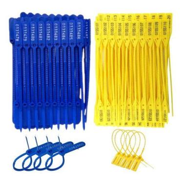 Imagem de Lacres Com Numeração Malote Azul 23cm Pacote C/100 Unidades - lacre nu