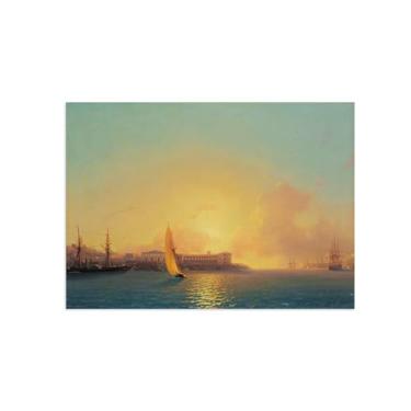 Imagem de Ivan Aivazovsky Impressão de arte de parede em tela - tela de arte - reprodução de pintura de paisagem pôster para decoração de casa - cais 50 x 70 cm 20 x 28 polegadas apenas tela