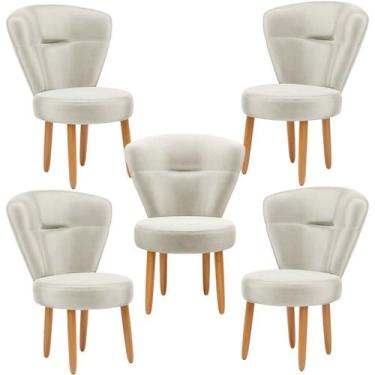 Imagem de Conjunto 5 Cadeiras para Sala de Espera Cozinha Decorativa Tecido Velu