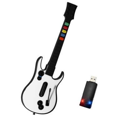 Imagem de NBCP Wireless Guitar for PC – 2.4G USB Guitar Hero Controller for Clone Hero, Guitar Hero III/World Tour/Rock Band Games – Plug & Play, White
