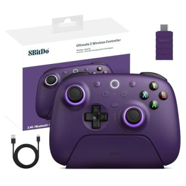 Imagem de RunSnail for 8Bitdo Ultimate 2 Wireless 2.4G Controller for PC Android, TMR Joystick, Switchable Hall Effect/Tactile Triggers, RGB Fire Ring, 8Speed Wireless Tech Controller with Charging Dock