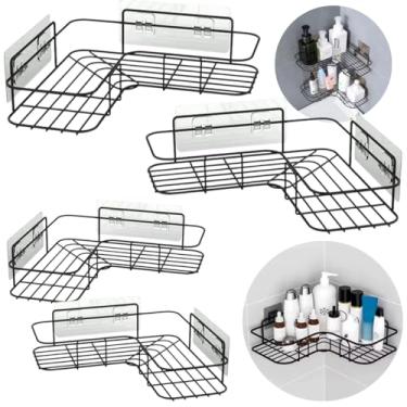 Imagem de Kit 4un Prateleira Organizadora de Canto Banheiro Box Cozinha Sem Furo Porta Shampoo Temperos