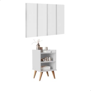 Imagem de Conjunto Quarto 01 Mesas De Cabeceira Jade e 01 cabeceira para Cama 0.90 Solteiro (Branco)
