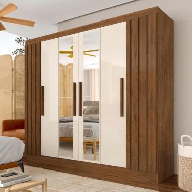 Imagem de Roupeiro Casal 6 Pts Ripado Com Espelho Camille Frei/off Premium - M.a Freijó/off Premium