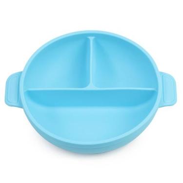 Imagem de Pratinho em silicone para bebês e crianças com tampa e divisória. Livr
