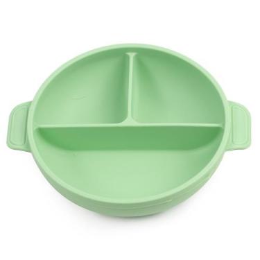 Imagem de Pratinho em silicone para bebês e crianças com tampa e divisória. Livr