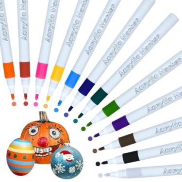 Imagem de Marcadores de Tinta Acrílica, Ponta Média, Multicolorido, 12 Cores, Água Base, Resistente à Água, Superfícies Variadas, Criação Artística, Acrylic Markers