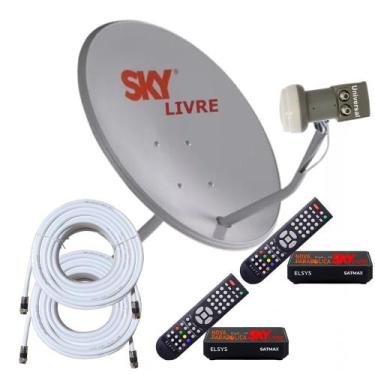 Imagem de Nova Parabólica SKY LIVRE com 02 pontos de TV em Full HD - Elsys