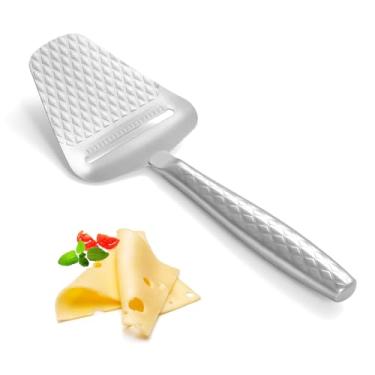 Imagem de Cortador de queijo de aço inoxidável – Cortador de queijo portátil multifuncional – Barbeador de queijo premium para mussarela, cheddar e gruyere – Padrão acolchoado reduz a resistência, antiaderente