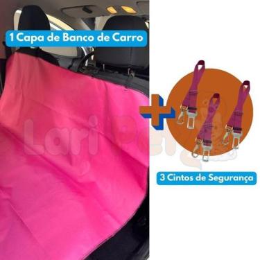 Imagem de Kit Capa Impermeável Pet para Banco de Carro + 3 Cintos de Segurança p