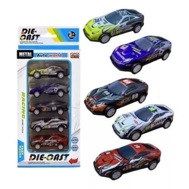 Imagem de Kit 5 Miniaturas Carrinhos Corrida Polícia Fricção Diecast - Die Cast,