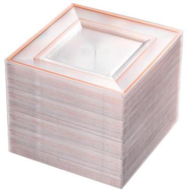 Imagem de Pratos de plástico BuCla Clear Rose Gold 15cm 100 peças