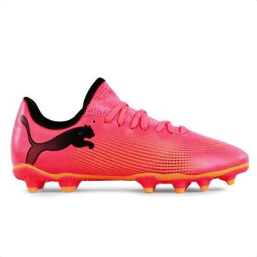 Imagem de Chuteira Campo Puma  Future 7 Play FG/AG Juvenil, 36, Rosa, Laranja