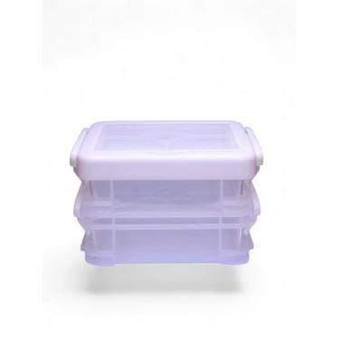 Imagem de Caixa Organizadora Plástica Retangular Dupla com Trava e Tampa – 13x9,5x8,5cm – Organizador para Escritório, Cozinha, Ferramentas, Bijuterias e Artesanato – Transparente e Resistente