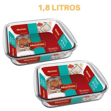 Imagem de 2 Assadeira De vidro Quadrada 1,8L Litros Marinex - NADIR FIGUEREIDO