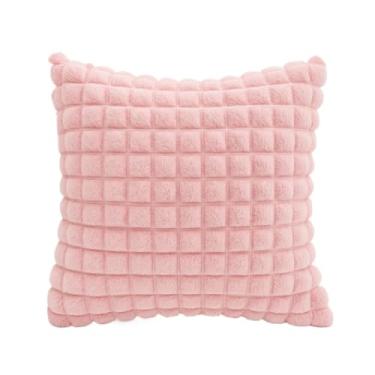 Imagem de Almofadas Decorativas Capa de Almofada de PelúCia com Pompons 45x45cm(rosa,2pcs)