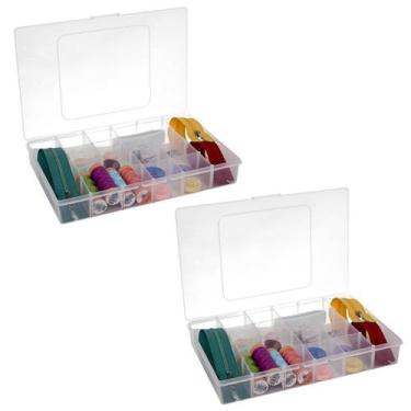 Imagem de Kit 2 Caixas Organizadora Multiuso 12 Div Transparente P - Jaguar