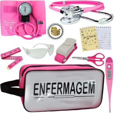 Imagem de Kit Academico Enfermagem Premium Preto Completo - Love Saude, ROSA TRA