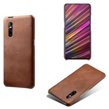 Imagem de Capa para vivo V15 Pro,Proteção contra quedas,Casca de volta de cor sólida simples,Design de couro de imitação de plástico-Brown