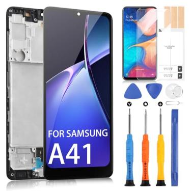 Imagem de Substituição de tela LCD para Samsung Galaxy A41 para Galaxy A41 SM-A415F SM-A415F/DS Display LCD Touch Screen Digitalizador de Substituição (Preto com Moldura)