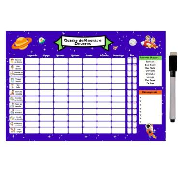 Imagem de Quadro de Rotina Infantil Educativo Organiza Tarefas Diárias - material MDF tamanho 20X28cm espaço