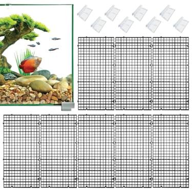 Imagem de Hamiledyi Divisor de aquário de plástico com clipes, painel de grade, tampa de aquário, capô, divisor de tanque de peixes, separador de painel de isolamento inferior para reprodução mista (8 peças