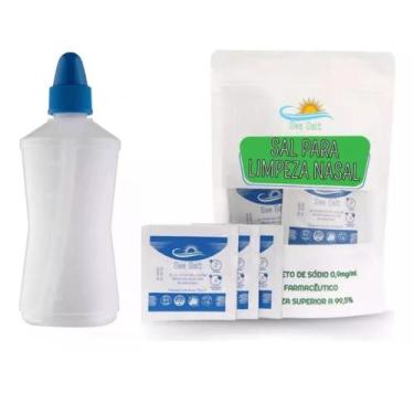 Imagem de Soro Pó Kit 60 Sachês Frasco Higienizador Nasal 250ml - Sea Salt, Água