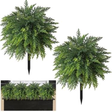 Imagem de 2 bolas de flores artificiais com pontas no solo, topiária de eucalipto falso, árvore, ao ar livre, interior, resistente a UV, arbustos de flores falsas, decoração de jardim para porta, varanda