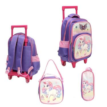 Imagem de Kit Mochila 3D E Lancheira + Estojo Castelo Unicórnio