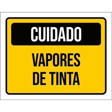 Imagem de Kit 5 Placas De Sinalização - Cuidado Vapores De Tinta