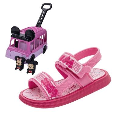 Imagem de Sandalia Infantil Menina Leve + Carrinho Disney Minnie Tour