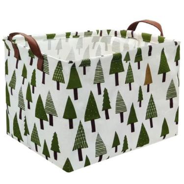 Imagem de Cesto de roupa suja FXOCSHE 38x25x23 cm Cesto de tecido verde