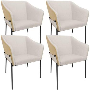 Imagem de Kit 4 Cadeiras Para Sala de Jantar Estar Living Olívia L02 Linho Cru m
