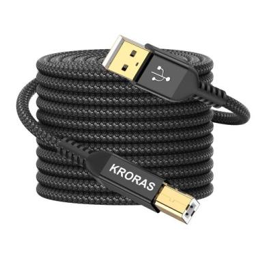 Imagem de Cabo de impressora KRORAS USB 2.0 tipo A macho para B macho 7,6 m
