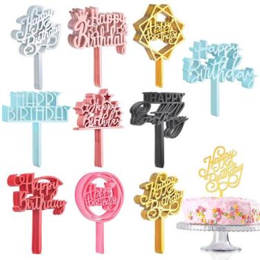Imagem de Cake Topper Outus 150 unidades de acrílico multicolorido de feliz aniv