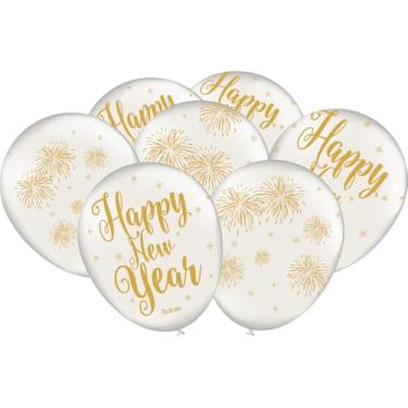 Imagem de Balão Importado Especial Látex 9" Festcolor Branco Happy New Year 1X25