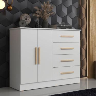 Imagem de Cômoda 4 Gavetas 2 Portas Bariloche Móveis Sul, Branco