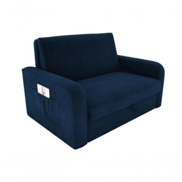 Imagem de Sofá Cama Daiane 2 Lugares Com Baú Suede Azul Matrix