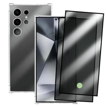 Imagem de Kit 2 Películas Anti-Espião Privacidade + Capa Antichoque Transparente com Bordas Reforçadas para Samsung Galaxy S24 Ultra, Proteção Total