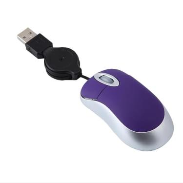 Imagem de Mini mouse com fio, mouse USB óptico portátil de tamanho pequeno com cabo USB retrátil mouse compacto para mãos pequenas para PC, laptop, computador, mesa, casa, escola, crianças, meninas, meninos