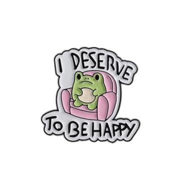 Imagem de Alfinetes de esmalte de sapo fofo frase em inglês inspiradora broche de sapo inspirador para jaquetas, mochilas, presente infantil, One SIze, Metal, Sem Pedra Preciosa