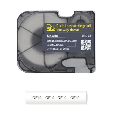 Imagem de MakeID Etiquetas de fios e cabos termorretráteis P31S com impressoras de etiquetas, 1,7 cm de diâmetro, preto sobre branco