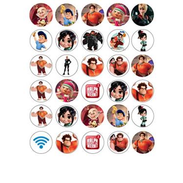 Imagem de "30 Edible Cupcake Toppers with Arcade Adventure Designs | Uncut Wafer Sheet Cake Decorations"