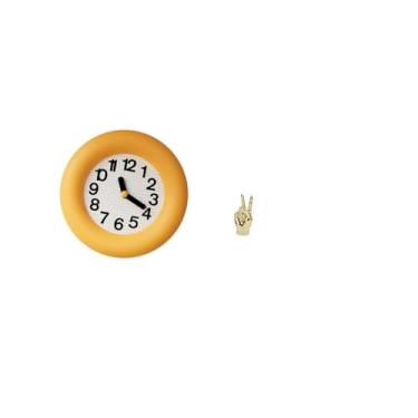 Imagem de Fenteer Relógio de Parede Contemporâneo E Silencioso com Escultura Criativa de Gesto de Mão E Dedo, Relógio Analógico de Madeira Exclusivo para Decoração de C