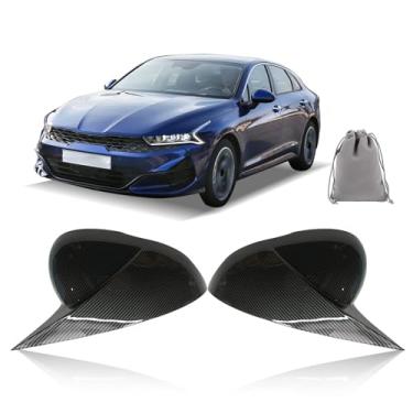 Imagem de Tampa de espelho para KIA K5 2021-2024, 2 peças de tampa de espelho de porta lateral retrovisor exterior do carro ABS para KIA K5 2021 2022 2023 2024 Fibra de carbono adesiva com seta